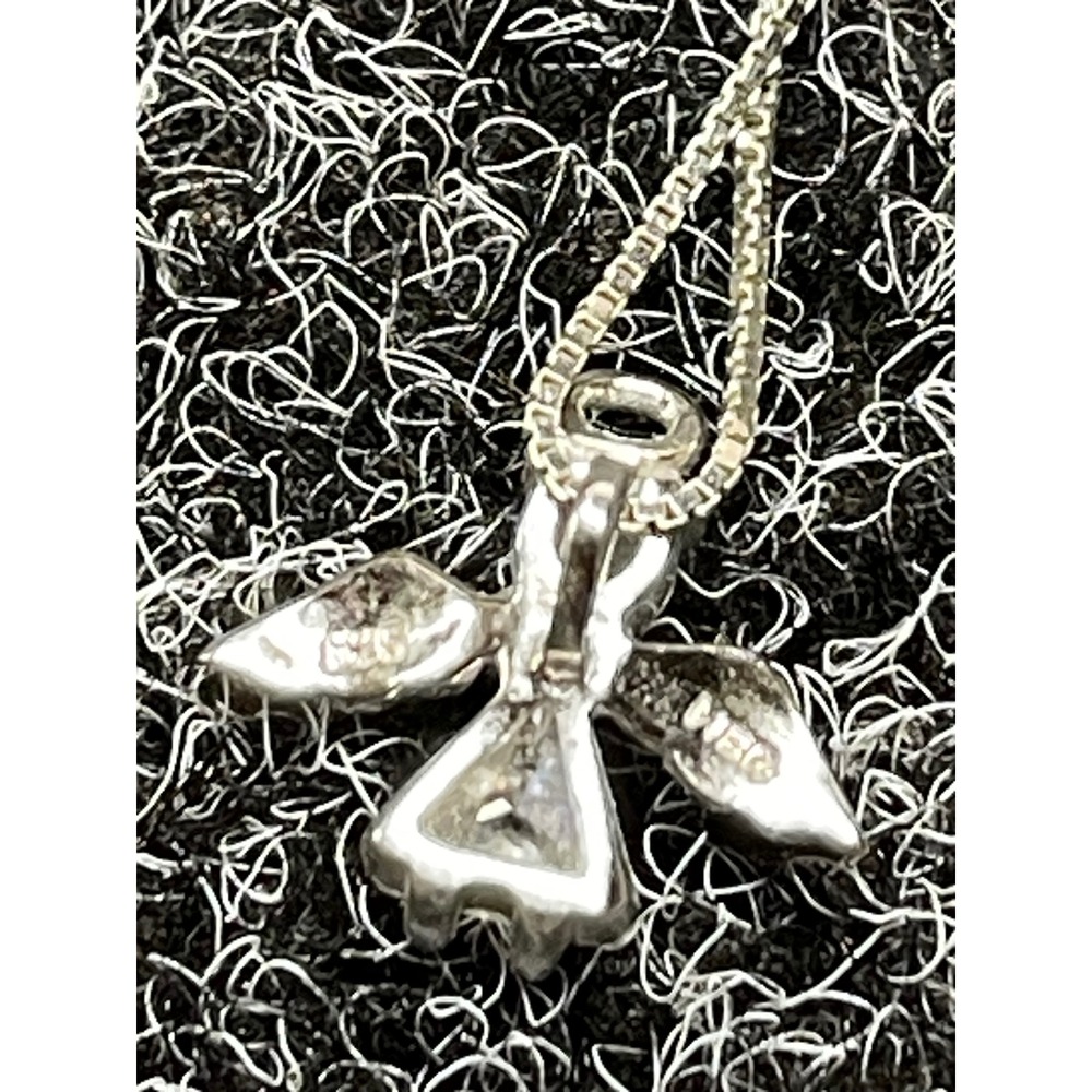925 Sterling Silver Angel Pendant Necklace Cubic Zirconia 18 Inch Box Chain - Picture 4 of 7